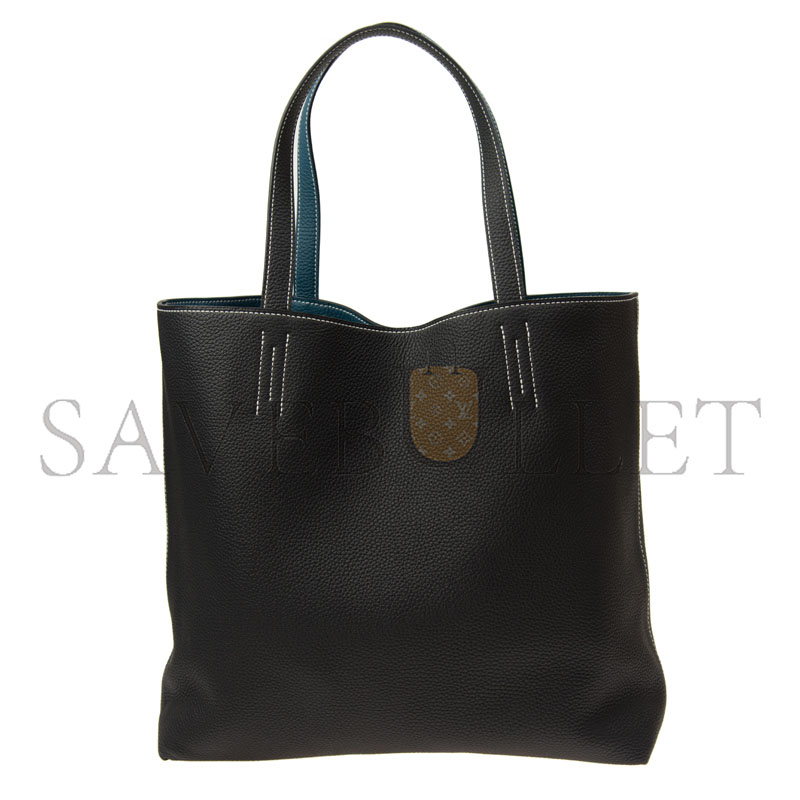 H**mes MASTER DOUBLE SENS BAG, REVERSIBLE TOTE BAG DUCK BLUE BLACK (36*32*12cm)